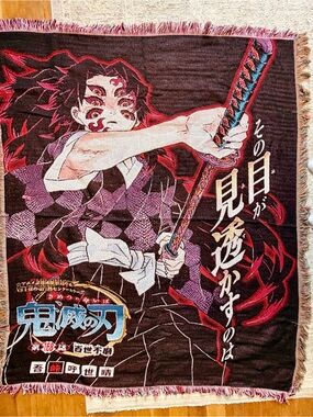 Anime Demon Slayer Wall Throw Blanket - Red & Black